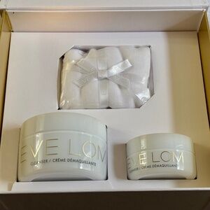 EVE LOM Cleanser trio: 100 ml & 30ml Cleanser and Muslim Cloth ALL UNUSED/unopen